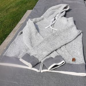 CABIN FEVER Knit Heather Grey gray hoodie Large